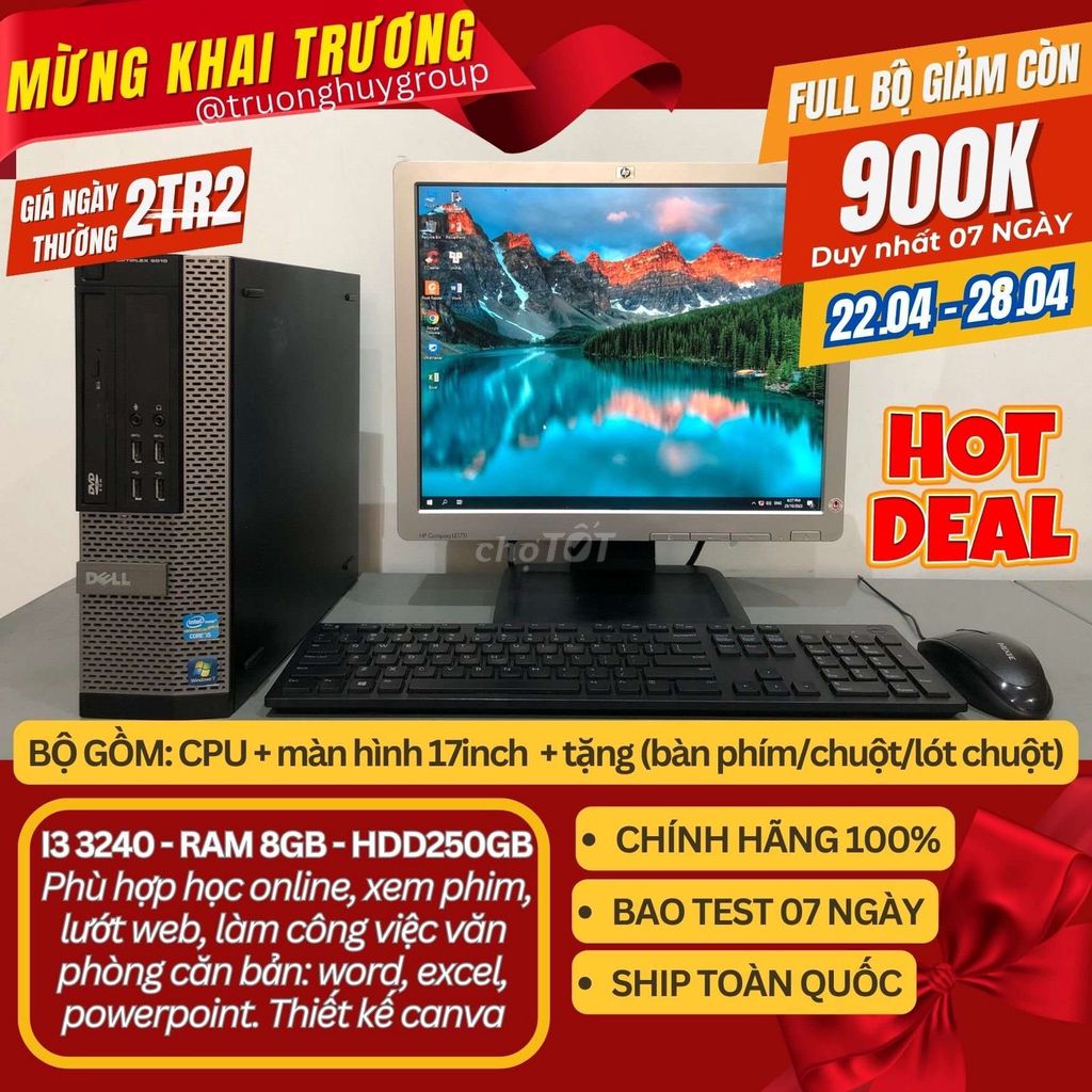 TẶNG CORE I3 - 3240 - RAM 8GB - HỌC TẬP LÀM VIỆC