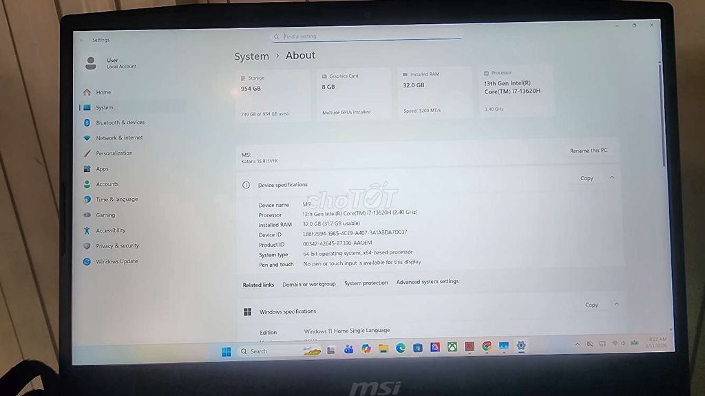 MSI Katana 15 B13V i7-13620H 32GB/1TB. Mua bán Laptop tại Quận Gò Vấp Tp Hồ Chí Minh được đăng bởi Hồ Trung hình 1