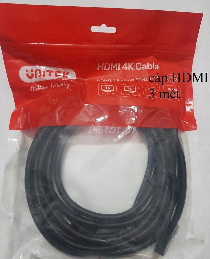 Cáp HDMI Unitek dài 3 mét và 1,5 mét. Mua bán Phụ kiện (Màn hình, Chuột...) tại Quận Ninh Kiều Cần Thơ được đăng bởi CT hình 1