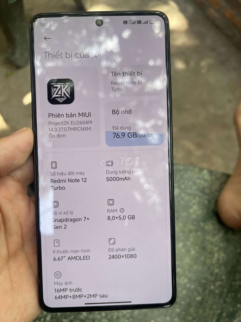 Xiaomi Redmi Note 12 Turbo 256GB Đen. Mua bán Điện thoại tại Huyện Cư Kuin Đắk Lắk được đăng bởi Zu7ivk hình 1