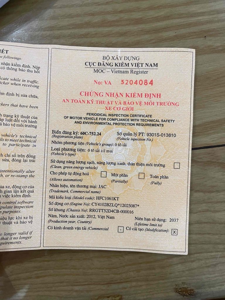 Tải Jac 5 tấn đời 2012 thùng 5m2 ga cơ. Mua bán Xe tải, xe ben tại Thành phố Biên Hòa Đồng Nai được đăng bởi Nhan Hùng Thanh Phong hình 6