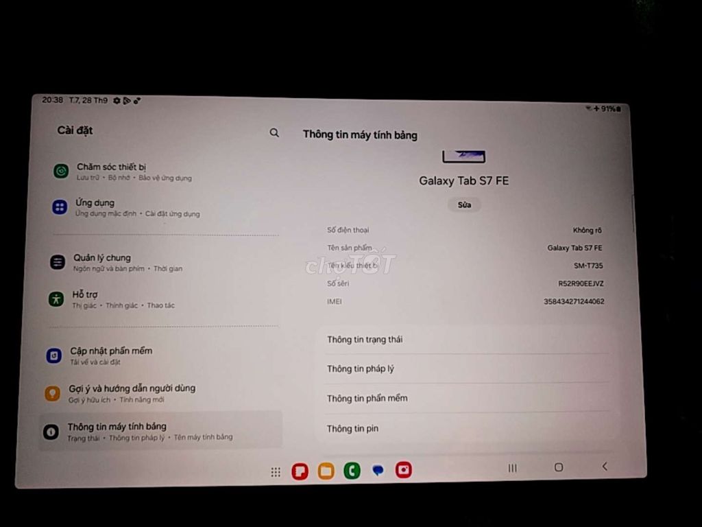 Samsung tab s7fe 5g ram4/64 màn 2k 12.4 in giá rẻ