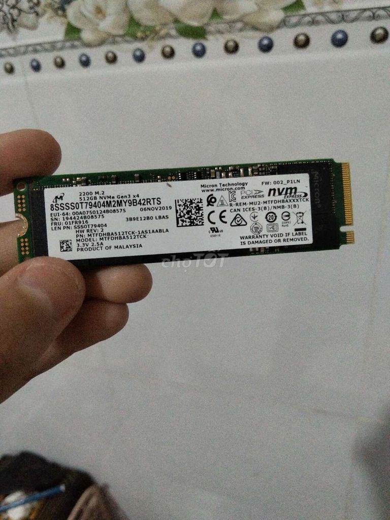 ssd micron m.2 512gb chưa dùng nhiều không ship. Mua bán Linh kiện (RAM, Card...) tại Huyện An Phú An Giang được đăng bởi Minh hình 1