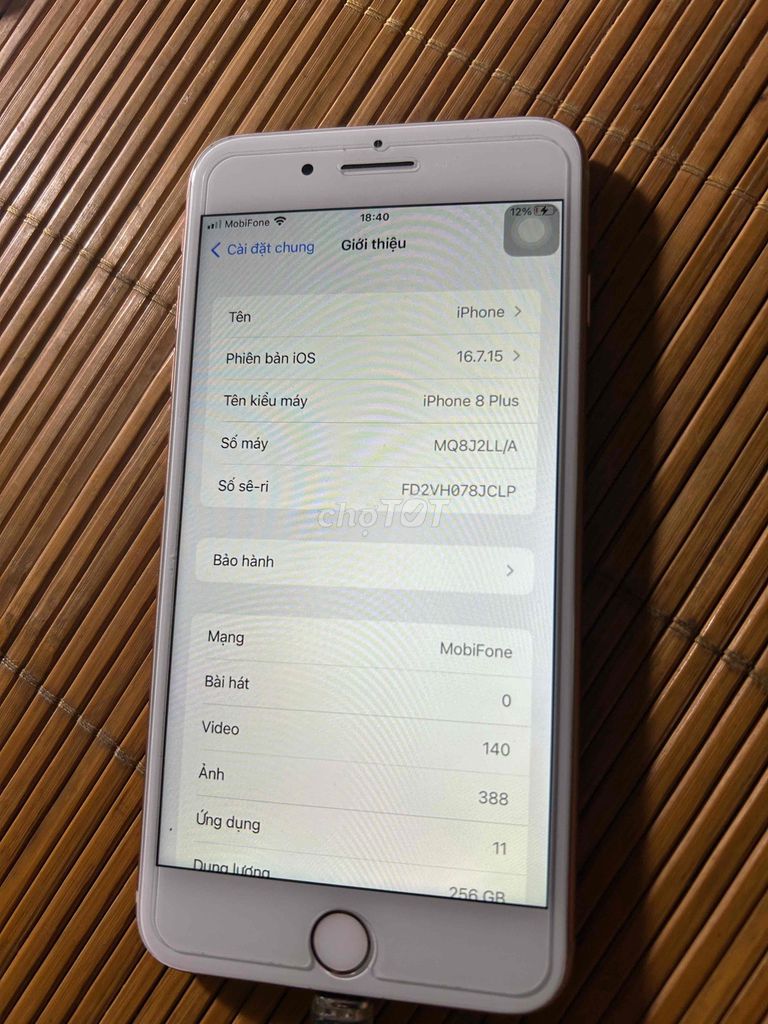 Apple iPhone 8 Plus 256GB Trắng full. Mua bán Điện thoại tại Thành phố Biên Hòa Đồng Nai được đăng bởi l hình 1