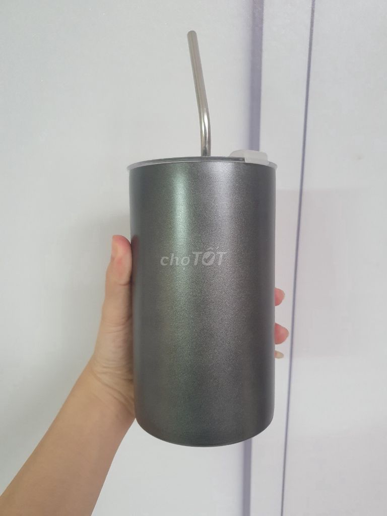 Ly giữ nhiệt 600ml kèm ống hút inox