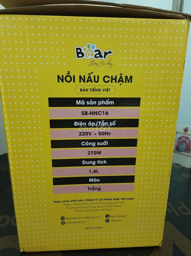 Nồi nấu chậm Bear 1,6L SB-NNC16 (Bản Quốc Tế)