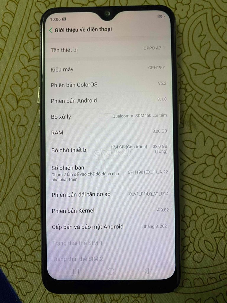 Thanh lý oppo a7 32g. Mua bán Điện thoại tại Thành phố Sa Đéc Đồng Tháp được đăng bởi MH hình 1