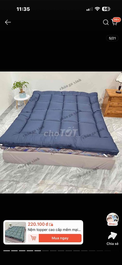 Nệm topper Xanh than 1m8x2m. Mua bán Giường, chăn ga gối nệm tại Thành phố Thủ Đức Tp Hồ Chí Minh được đăng bởi Khánh Băng hình 1