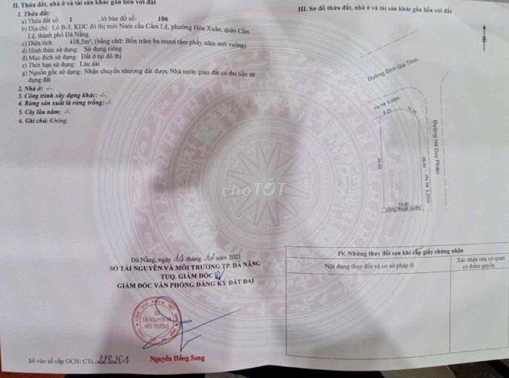 bán góc 2mt đường Đinh Gia Trinh và Hà Duy Phiên - Hoà Xuân . - vị t. Mua bán đất tại Quận Cẩm Lệ Đà Nẵng được đăng bởi Tran Ho Duykhang hình 2