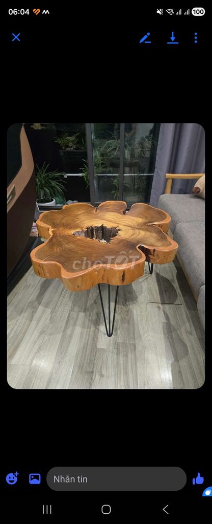 Bàn trà Gỗ me tây Nâu Cổ điển 84cm. Mua bán Bàn ghế tại Quận Đống Đa Hà Nội được đăng bởi Thái Vũ hình 1
