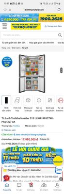Dọn Nhà Cần bán Tủ Lạnh Toshiba Inverter 515L 99%