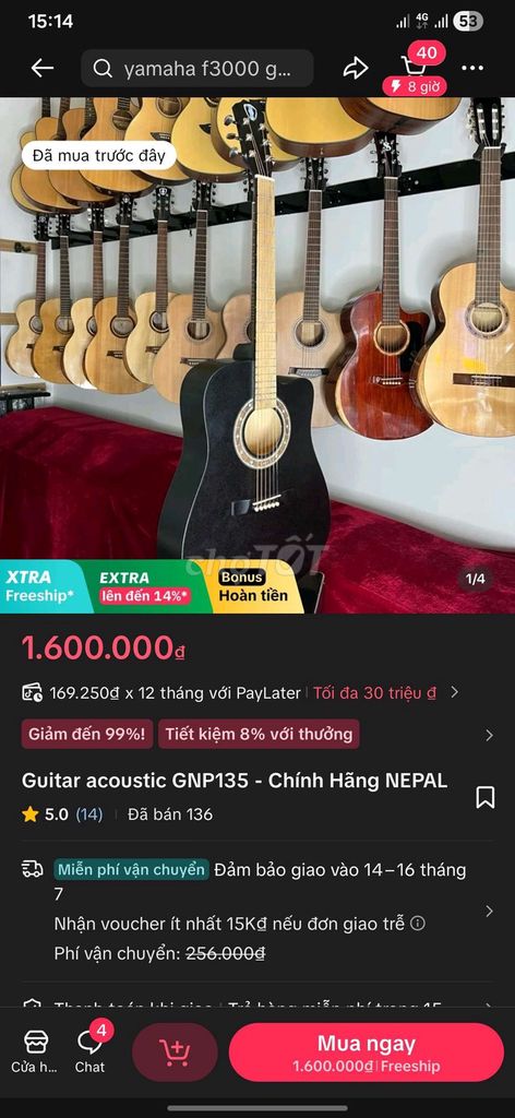 Đàn guitar acoustic Nepal GNP135 Đen. Mua bán Nhạc cụ tại Quận Hoàng Mai Hà Nội được đăng bởi Nguyễn Hùng hình 1