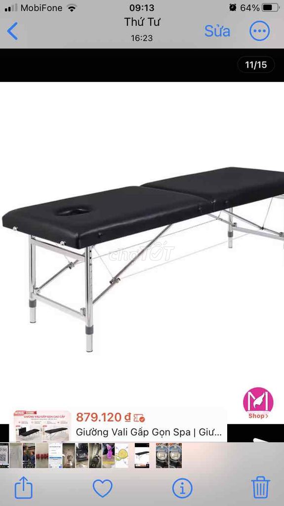 Giường massage gấp gọn Đen. Mua bán Đồ chuyên dụng, Giống nuôi trồng tại Quận 4 Tp Hồ Chí Minh được đăng bởi Levancam  hình 1