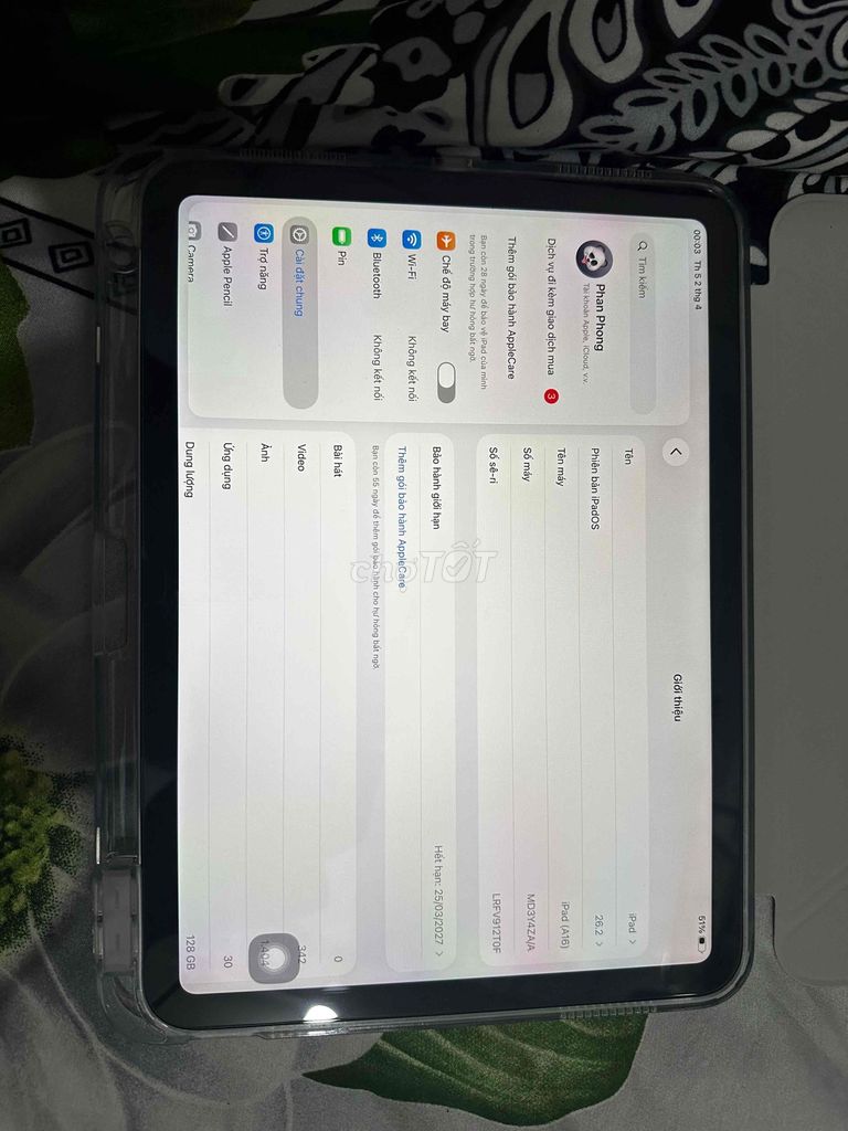 Apple iPad A16 128GB Bạc Đã qua sử dụng. Mua bán Máy tính bảng tại Huyện Đất Đỏ Bà Rịa - Vũng Tàu được đăng bởi Phan Thanh Phong hình 1