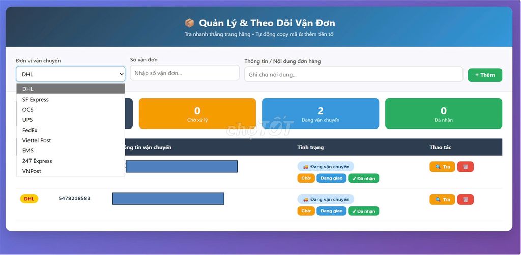Phần mềm quản lý vận đơn shop online. Dịch vụ tại Quận Nam Từ Liêm Hà Nội được đăng bởi minh kim hình 1