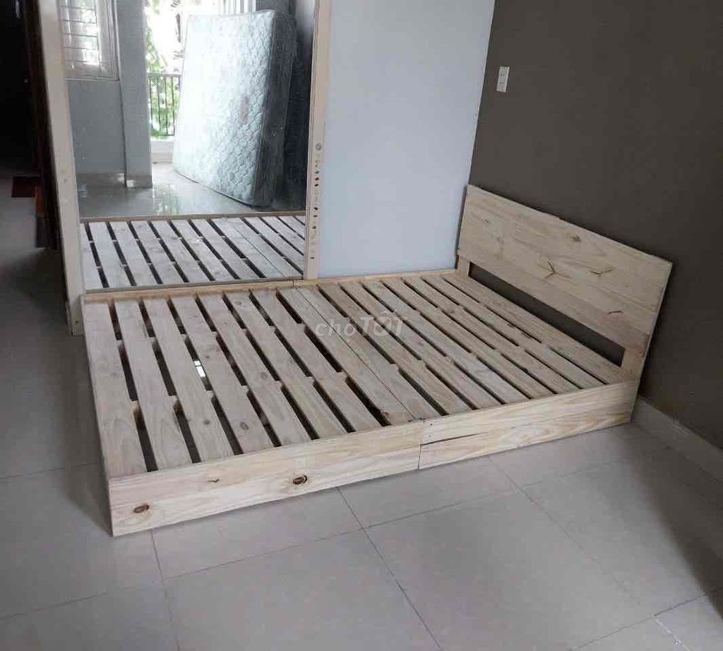 Giường pallet 1.6x2m cao 20cm Ốp Viền Đẹp Giá rẽ