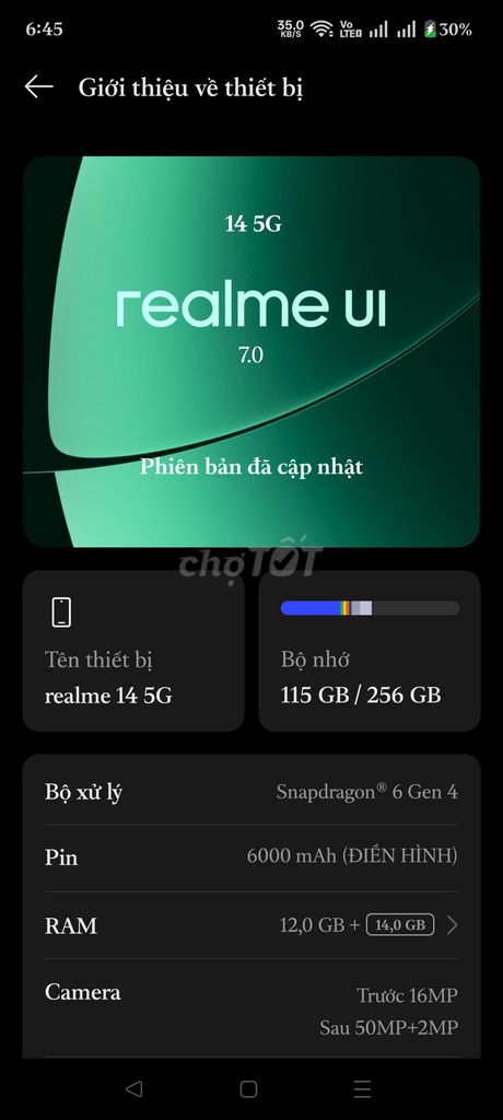 Realme 14 5G 256GB Nâu. Mua bán Điện thoại tại Huyện Hòa Thành Tây Ninh được đăng bởi Hồ Quang Huy hình 1