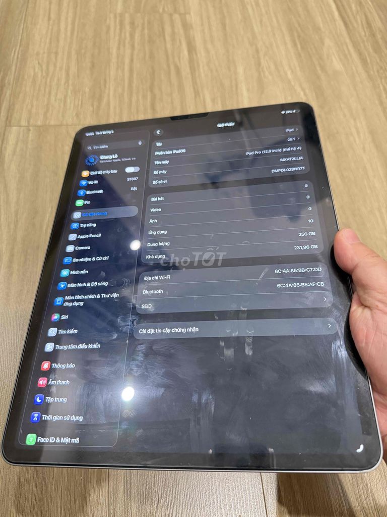 Apple iPad Pro 12.9 inch Gen4 256GB. Mua bán Máy tính bảng tại Thành phố Thủ Đức Tp Hồ Chí Minh được đăng bởi Hoàng Giang hình 1