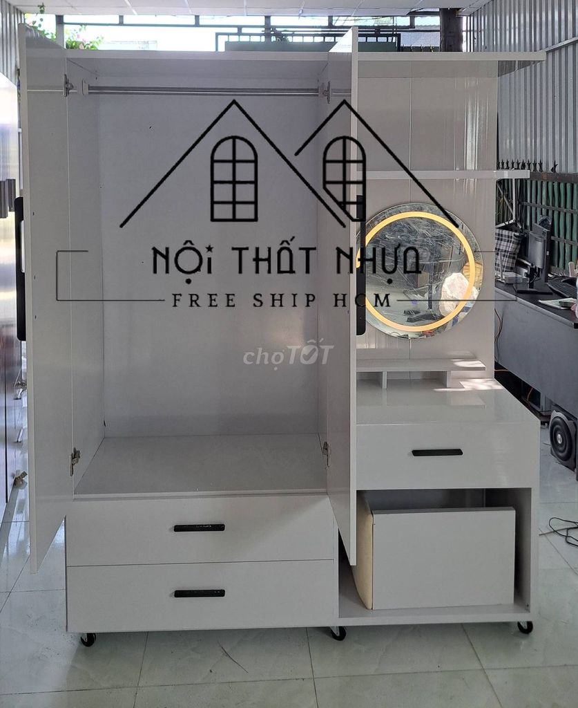 Tủ quần áo Nhựa Đài Loan Trắng 1m8x1m45x45cm. Mua bán Tủ, kệ gia đình tại Quận 8 Tp Hồ Chí Minh được đăng bởi Cửa Hàng Nội Thất hình 1
