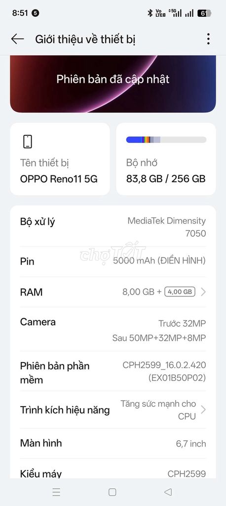 OPPO Reno11 5G 256GB. Mua bán Điện thoại tại Thành phố Thủ Dầu Một Bình Dương được đăng bởi Phuc Long hình 1