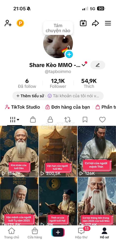 Tài khoản TikTok 12.1K followers sạch