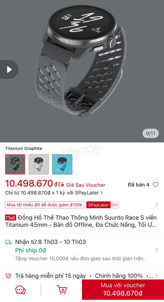 Suunto Race S Titanium Graphite. Mua bán Thiết bị đeo thông minh tại Quận Cẩm Lệ Đà Nẵng được đăng bởi Minh hình 1