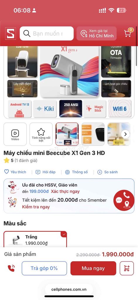 Máy chiếu Beecube X1 Gen 3 HD Trắng. Mua bán Đồ dùng văn phòng tại Thành phố Buôn Ma Thuột Đắk Lắk được đăng bởi Tuấn Trần hình 1