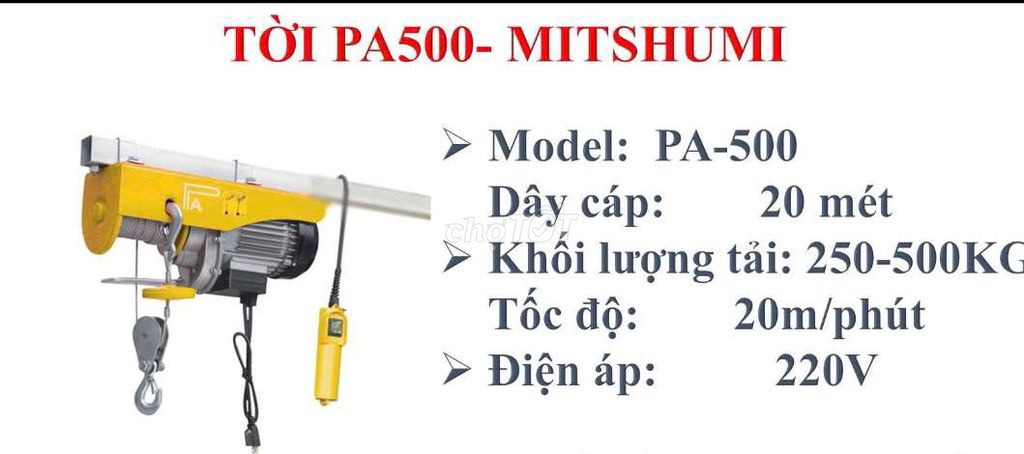 Tời điện Mitsumi PA-500 250-500KG mới. Mua bán Đồ chuyên dụng, Giống nuôi trồng tại Quận Thanh Khê Đà Nẵng được đăng bởi cửa hàng MÁY MÓC ONLINE 747 Trần Cao Vân Đà Nẵng hình 1