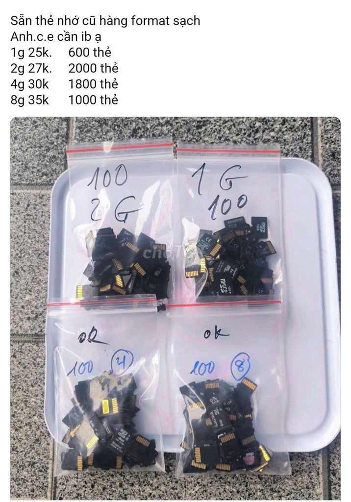 Thẻ nhớ 2GB đã qua sử dụng. Mua bán Phụ kiện (Màn hình, Chuột...) tại Huyện Vĩnh Tường Vĩnh Phúc được đăng bởi Chuyên Cung Cấp vỏ adapter và Thẻ Nhớ  hình 1