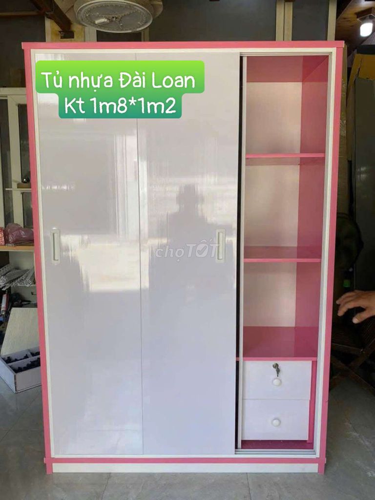 Tủ nhựa Đài Loan cánh lùa kt 1m8*1m2 #đủ màu