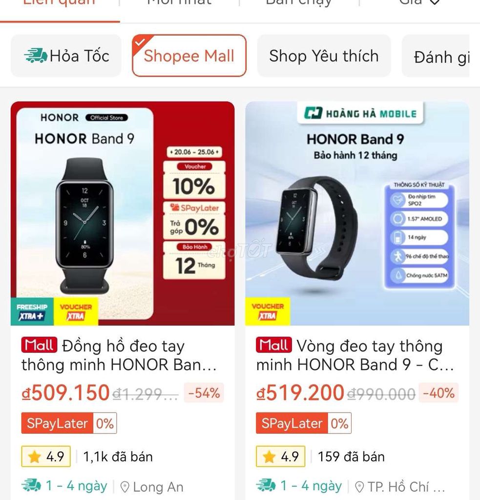 Dư dùng bán vòng đeo tay Honor Band 9