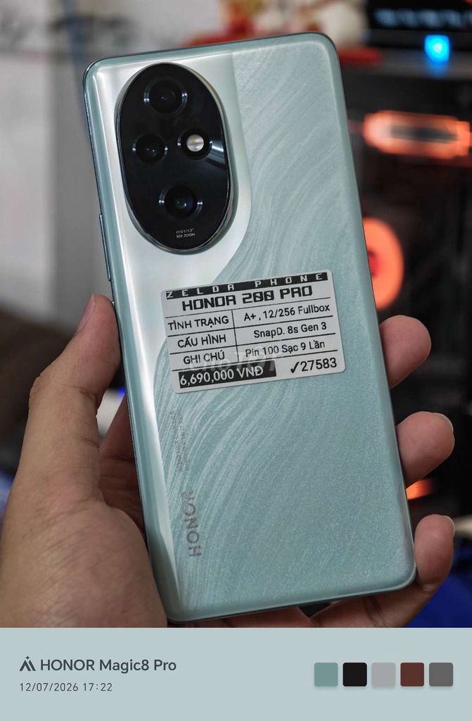Honor 200 Pro 12GB/256GB Xanh Sạc 9 Lần Fullbox. Mua bán Điện thoại tại Quận Ninh Kiều Cần Thơ được đăng bởi Zelda Phone hình 1