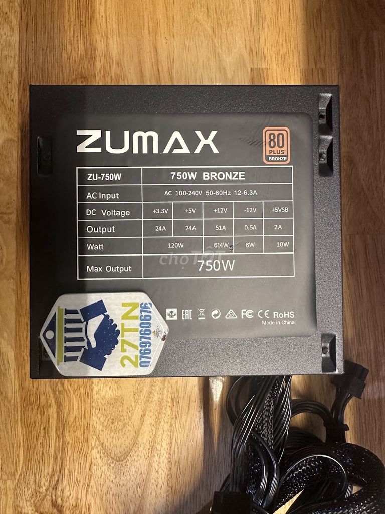 Nguồn máy tính ZUMAX ZU-750W Đen 80 Plus Bronze. Mua bán Linh kiện (RAM, Card...) tại Huyện Đức Trọng Lâm Đồng được đăng bởi 27TN Đức Trọng hình 1