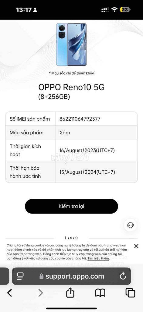 THANH LÝ OPPO RENO 10-5G RAM 8/256 K ZIN TẶNG