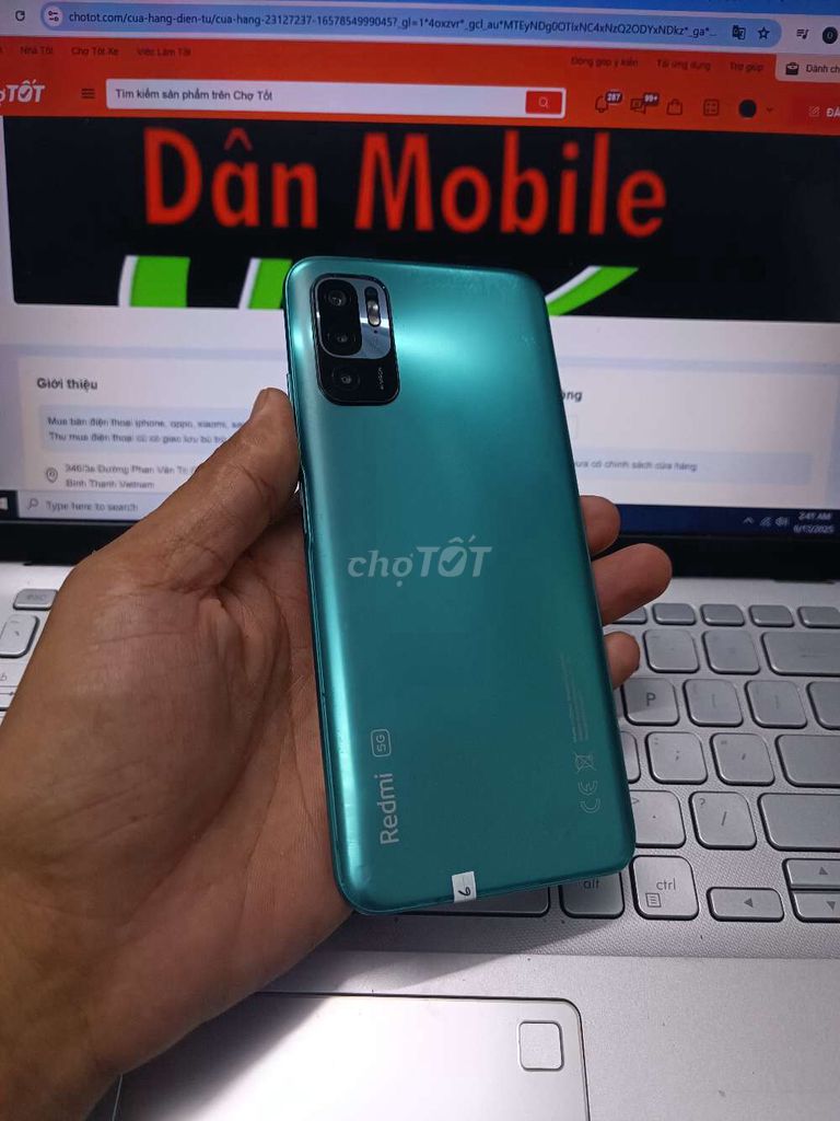 XIAOMI REDMI NOTE 10 5G 8GB.128GB PIN 5000 FULL CN. Mua bán Điện thoại tại Quận Bình Thạnh Tp Hồ Chí Minh được đăng bởi Dân Mobile hình 1