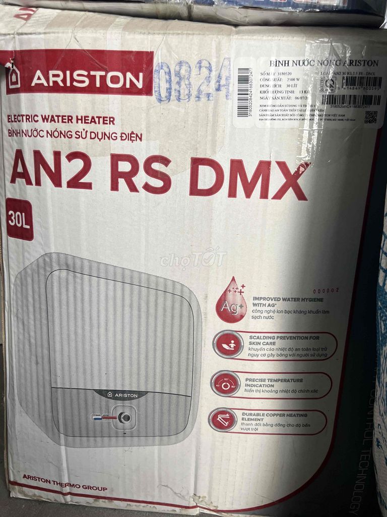 BÌNH NÓNG LẠNH ARISTON AN2 RS DMX 30 LÍT MỚI 99% !. Mua bán Thiết bị vệ sinh, nhà tắm tại Quận Bình Thạnh Tp Hồ Chí Minh được đăng bởi Trương Sơn Lộc hình 1