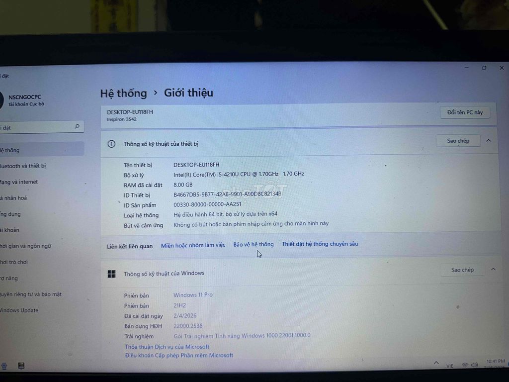 Dell Inspiron 3542 i5-4210U 8GB. Mua bán Laptop tại Huyện Nga Sơn Thanh Hóa được đăng bởi Nguyen Ngoc  hình 1