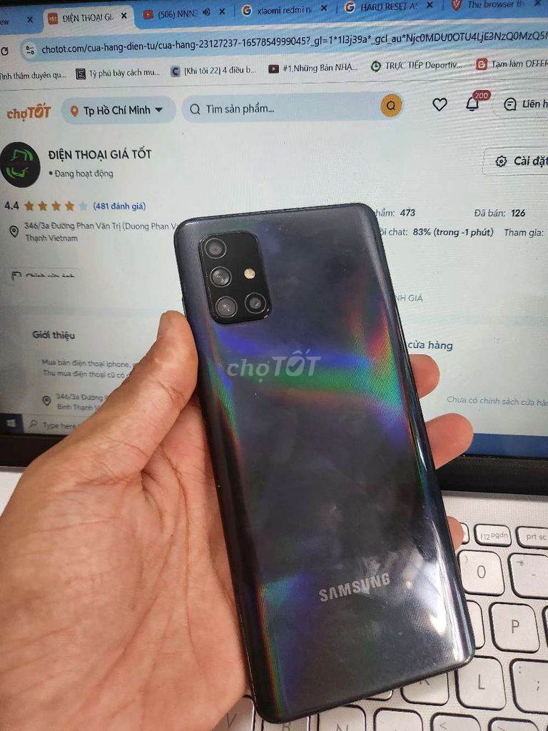 SAMSUNG A71 8GB.128GB SNAP 730G PIN 4500 ZIN FULL. Mua bán Điện thoại tại Quận Bình Thạnh Tp Hồ Chí Minh được đăng bởi Dân Mobile hình 1