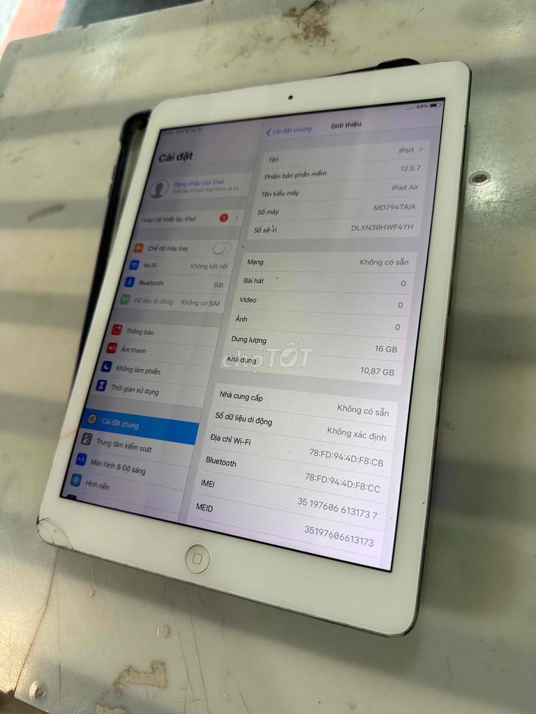 ipad air 1 16g trắng