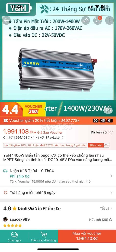 Biến tần năng lượng mặt trời Y&H. Mua bán Đồ chuyên dụng, Giống nuôi trồng tại Huyện Chương Mỹ Hà Nội được đăng bởi alo alo hình 1