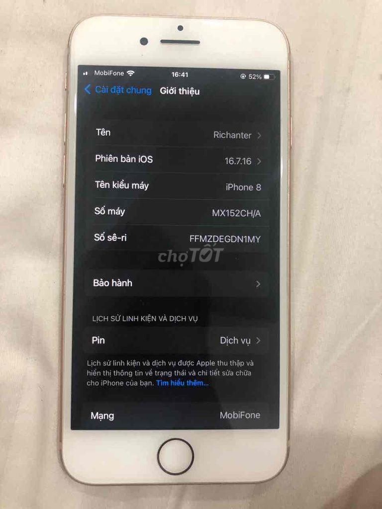 Apple iPhone 8 128GB Vàng Đã sử dụng. Mua bán Điện thoại tại Thành phố Biên Hòa Đồng Nai được đăng bởi Nguyễn Thế Quân hình 1