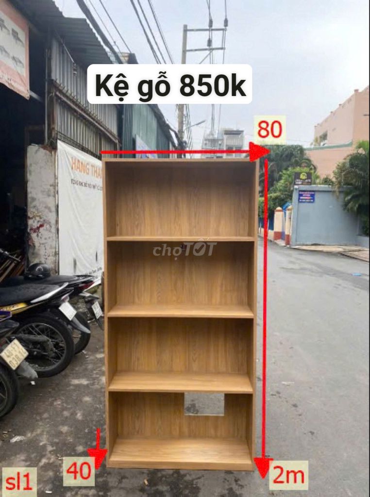 Thanh lý kệ trưng bày gỗ - mới 90% 4 tầng