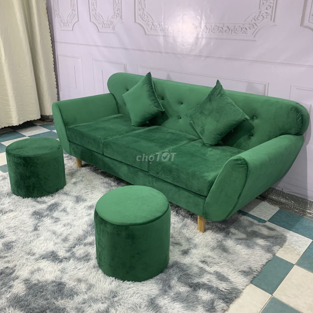 Bộ bàn ghế sofa băng tay cong xanh ở Hồ Chí Minh