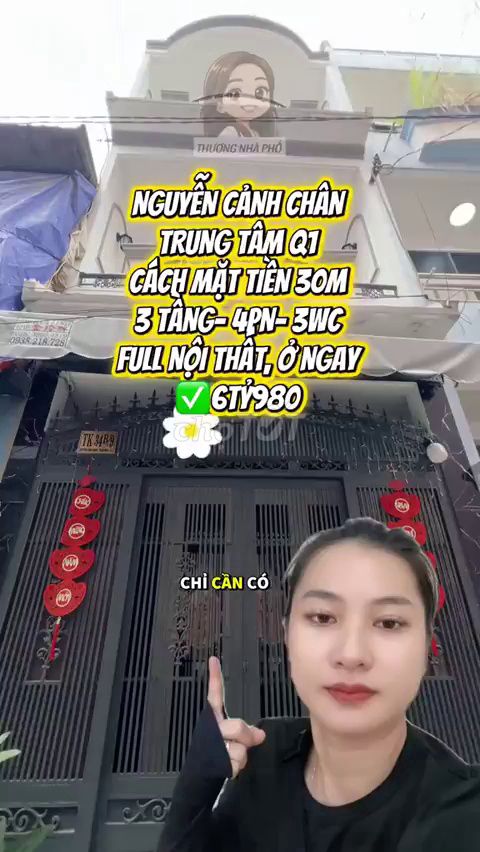 Bán Nhà Nguyễn Cảnh Chân Q1 3 Tầng 4PN - Giá 6.98 Tỷ