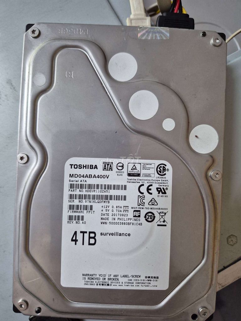 Ổ cứng HDD Toshiba MD04ABA400V 4TB. Mua bán Linh kiện (RAM, Card...) tại Huyện Trảng Bom Đồng Nai được đăng bởi Nguyễn Hà Trung hình 1