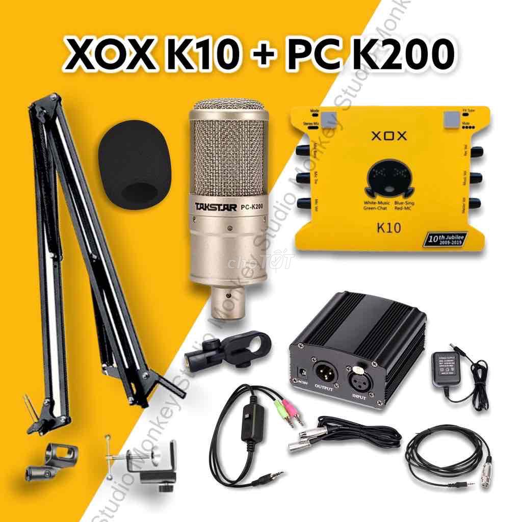 Nguyên bộ Mic thu âm livestream sound card xox k10