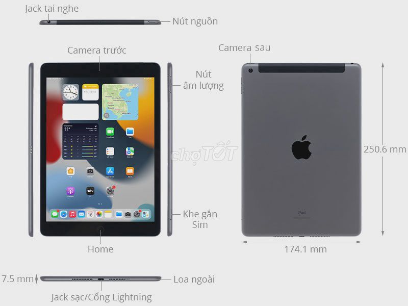 Apple iPad Gen 9 64GB Xám ByPass. Mua bán Máy tính bảng tại Quận 11 Tp Hồ Chí Minh được đăng bởi Son hình 1