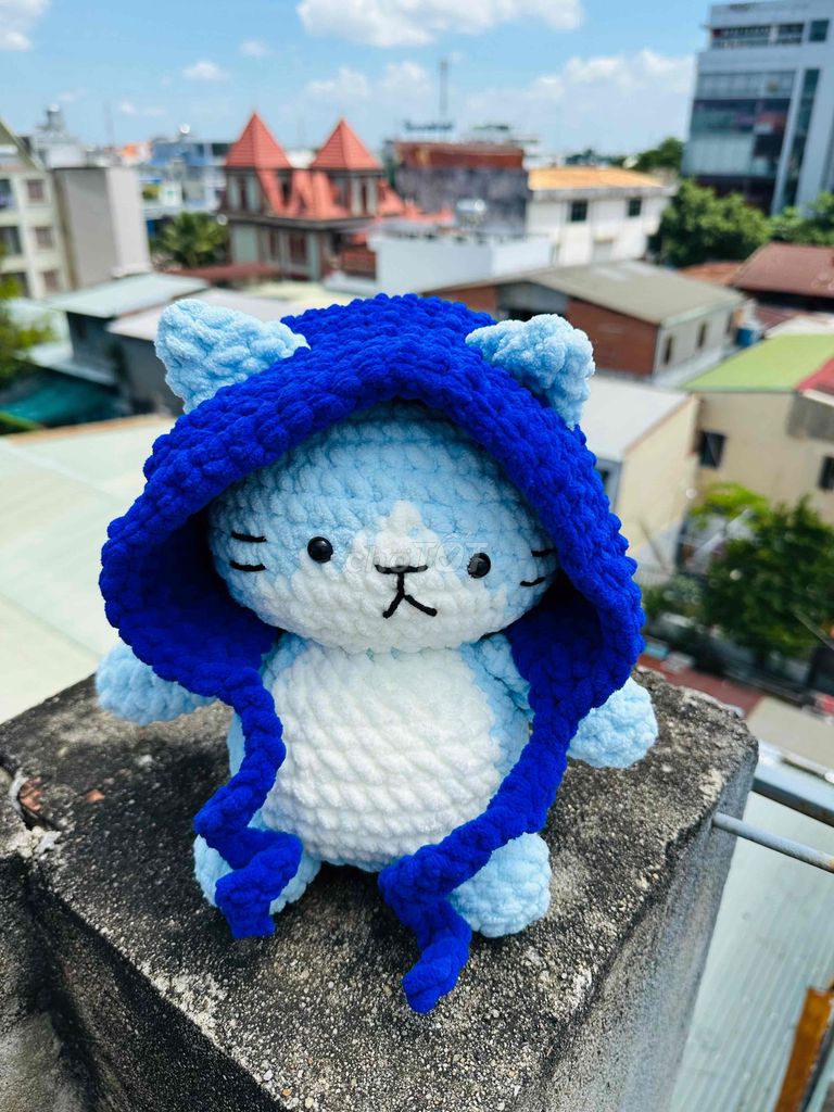 [Handmade] Mèo đội mũ sz to Bằng Len Nhung Đũa
