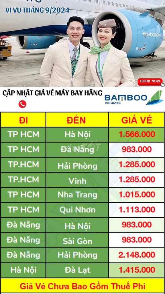 CẬP NHẬT GIÁ VÉ THÁNG 9 - HÃNG 𝘉𝘈𝘔𝘉𝘖𝘖