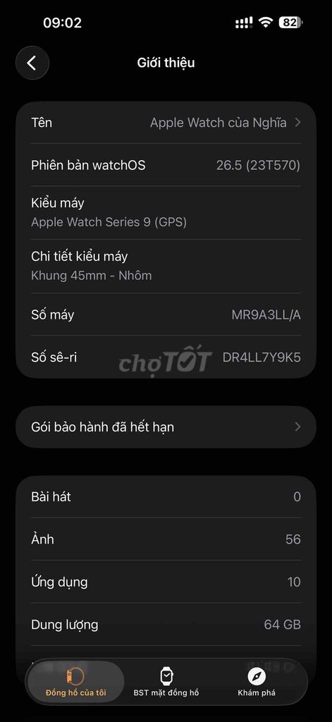 Apple Watch Series 9 GPS Nhôm 45mm Đen. Mua bán Thiết bị đeo thông minh tại Thị xã Tân Uyên Bình Dương được đăng bởi trần nghĩa hình 1